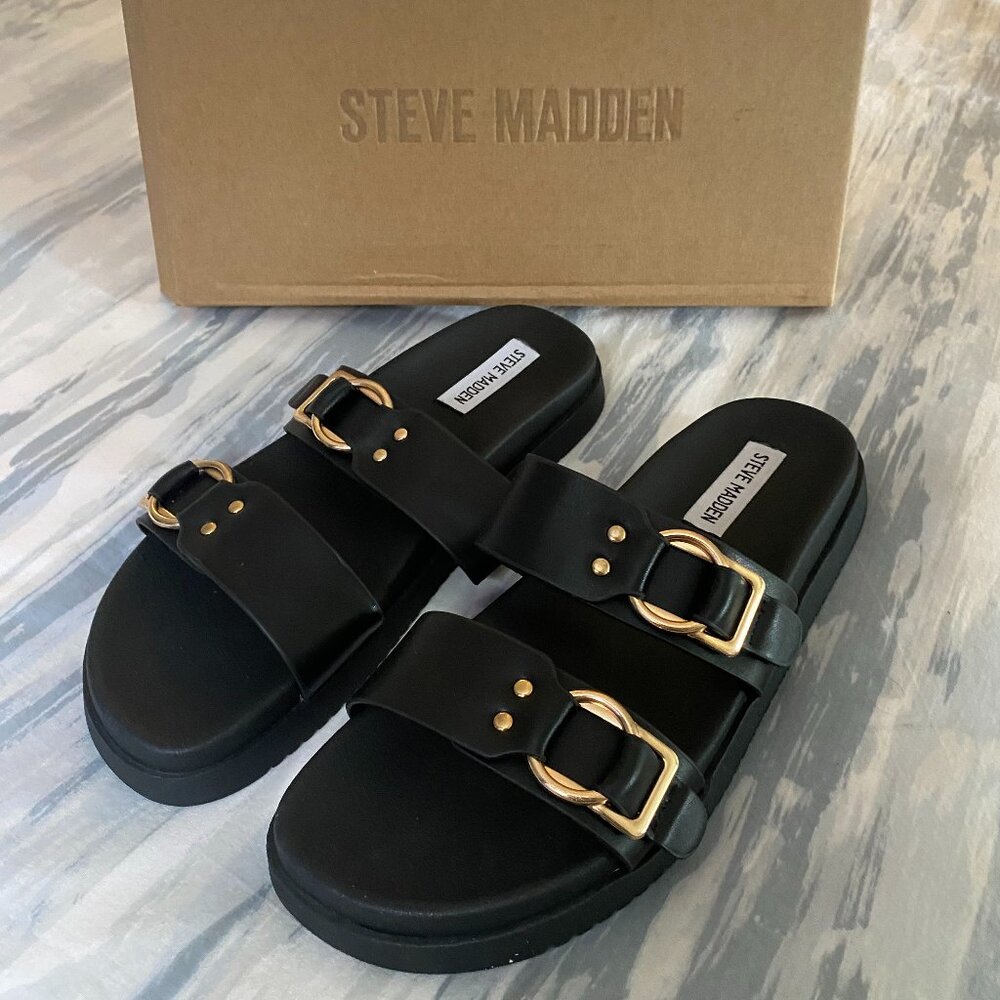 New in box! Steve Madden Hanni Black Slides